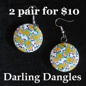 New Yellow Star Hand Crafted Wood Floral Earrings